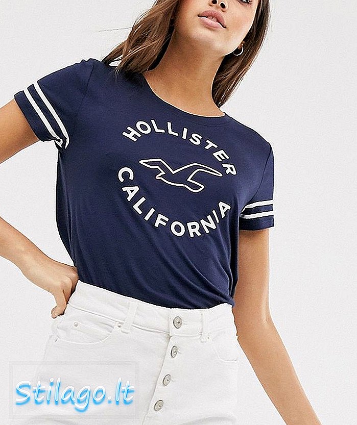 T-shirt Hollister drapey dengan logo-Navy