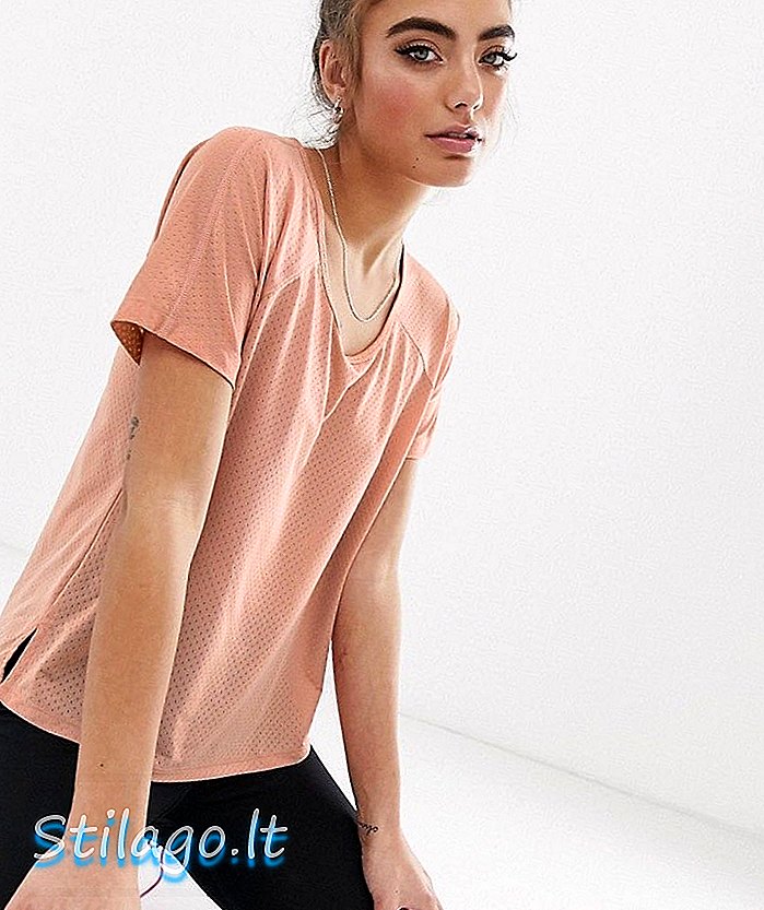 Nike Running Cutout Back-t-shirt in roségoud-oranje