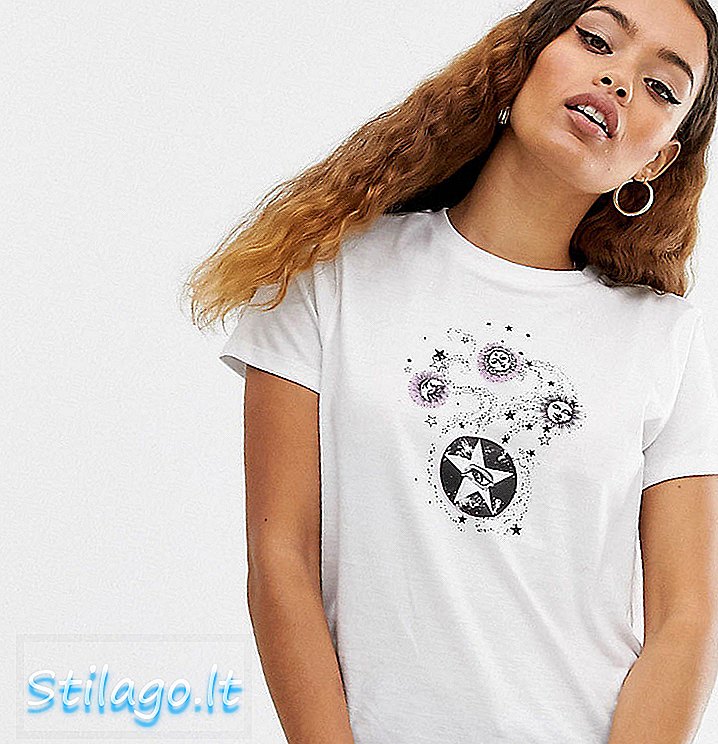 ASOS DESIGN Petite t-paita, mystinen painatus orgaanisella puuvillavalkoisella