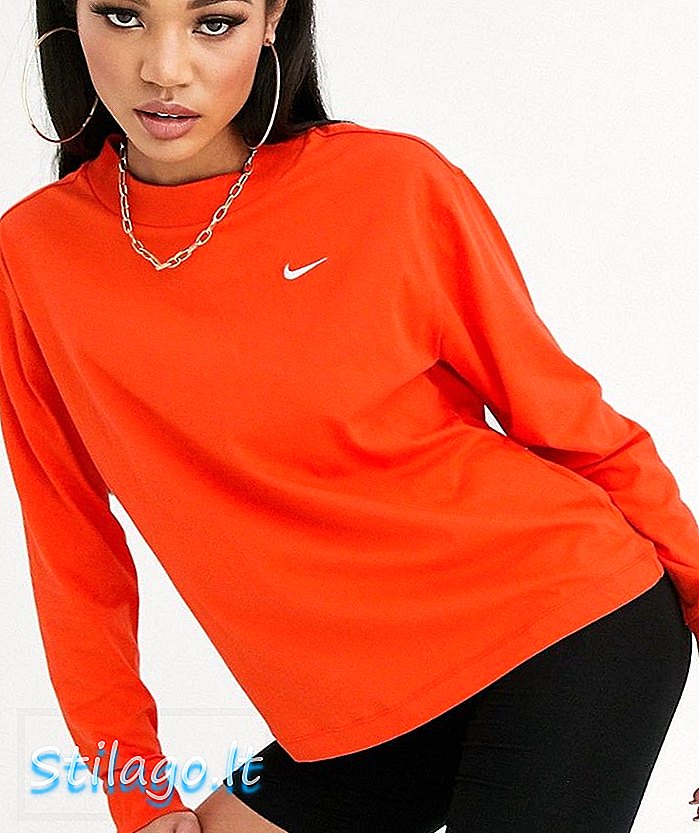 T-shirt de manga comprida Nike swoosh vermelha mini