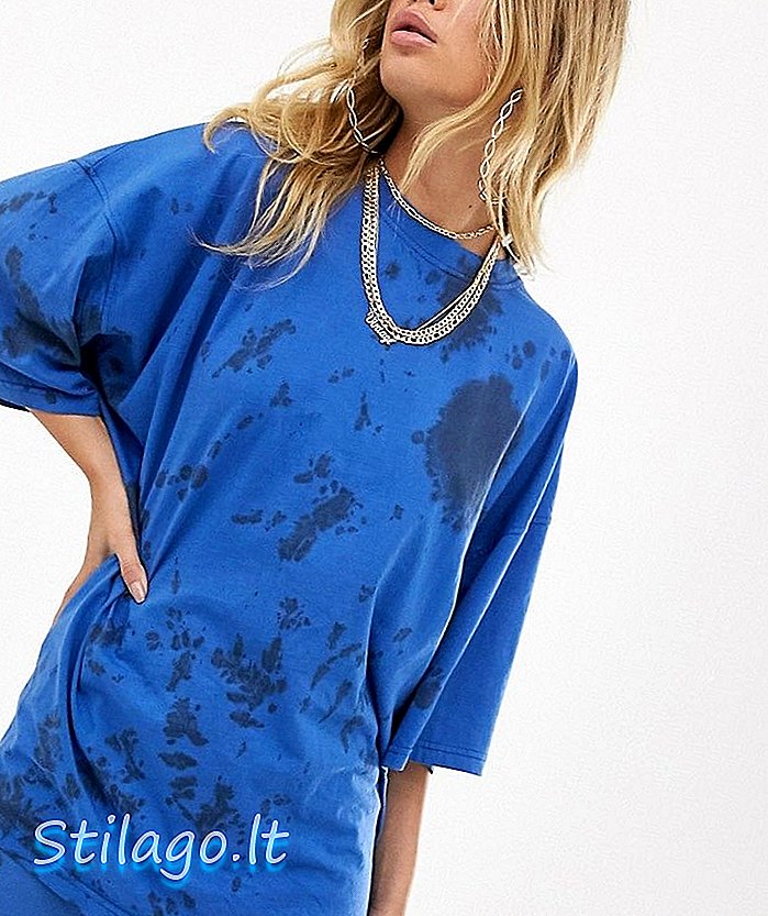 T-shirt Public Desire berukuran besar dengan dye dye co-ord-Blue