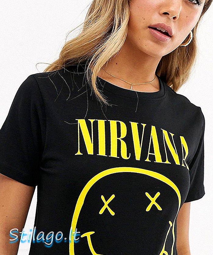 New Look - T-shirt à bande nirvana en noir