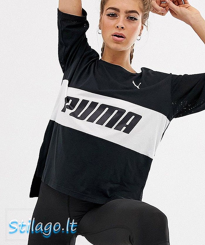 Majica Puma longline logo u crnoj boji