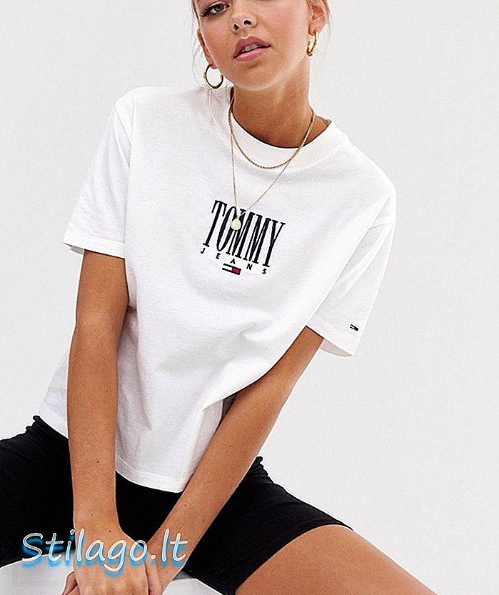 Tommy Jeans bersulam logo tee-White