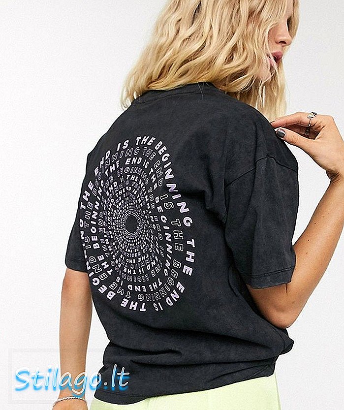 ASOS DESIGN t-shirt santai dalam pencuci asid dengan cetakan spiral-Grey