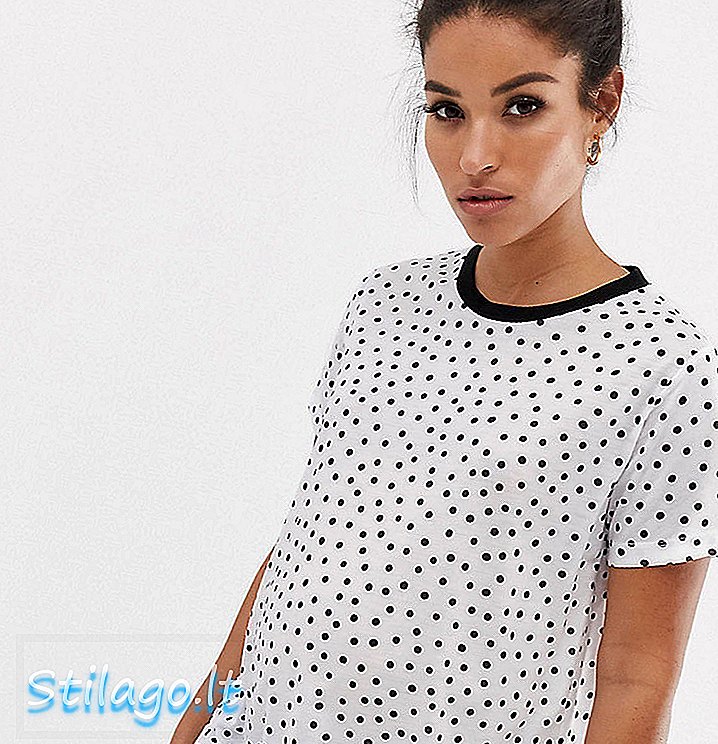 ASOS DESIGN T-shirt ciążowy z rysowanym mono spot-białym