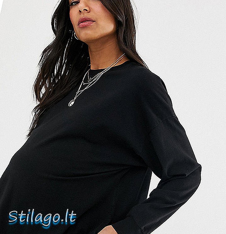 ASOS DESIGN Camisola de maternidade com manga comprida e oversized lavada em preto