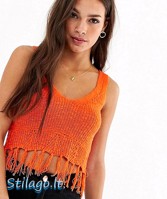 Vestă tricotată ASOS DESIGN cu franjuri-Orange