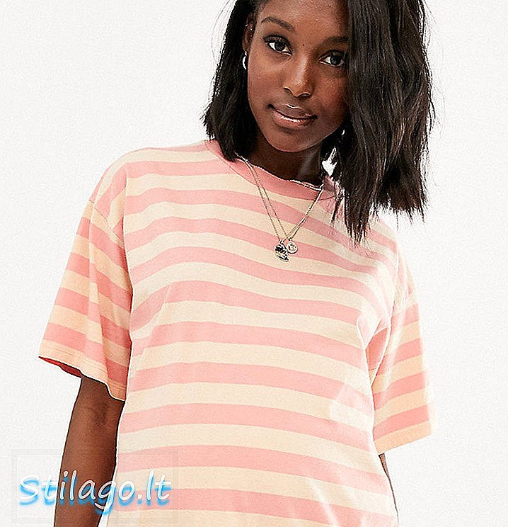 ASOS DESIGN majica u obliku košulje u ispranoj prugasto-narančastoj boji