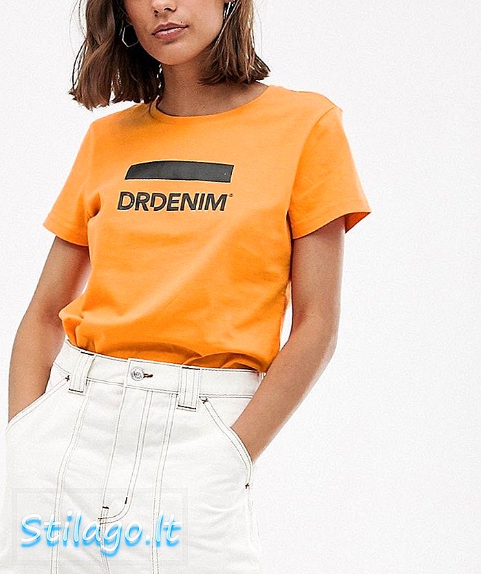 डॉ डेनिम लोगो टी शर्ट-ऑरेंज