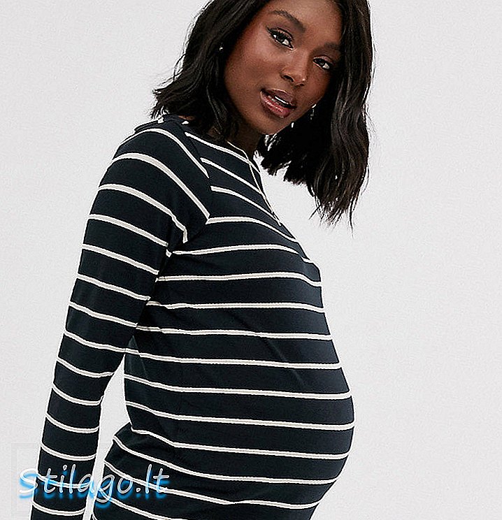 Top de manga larga con cuello oblicuo de rayas de ASOS DESIGN Maternity