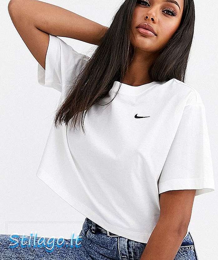 T-shirt Nike bianca mini swoosh crop