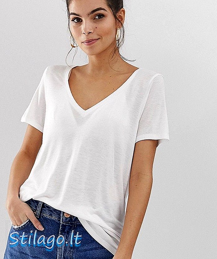 T-shirt ASOS DESIGN com gola v e mangas curtas em branco
