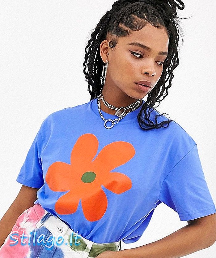 T-shirt oversize w kwiaty Vans X Ines w kolorze niebieskim