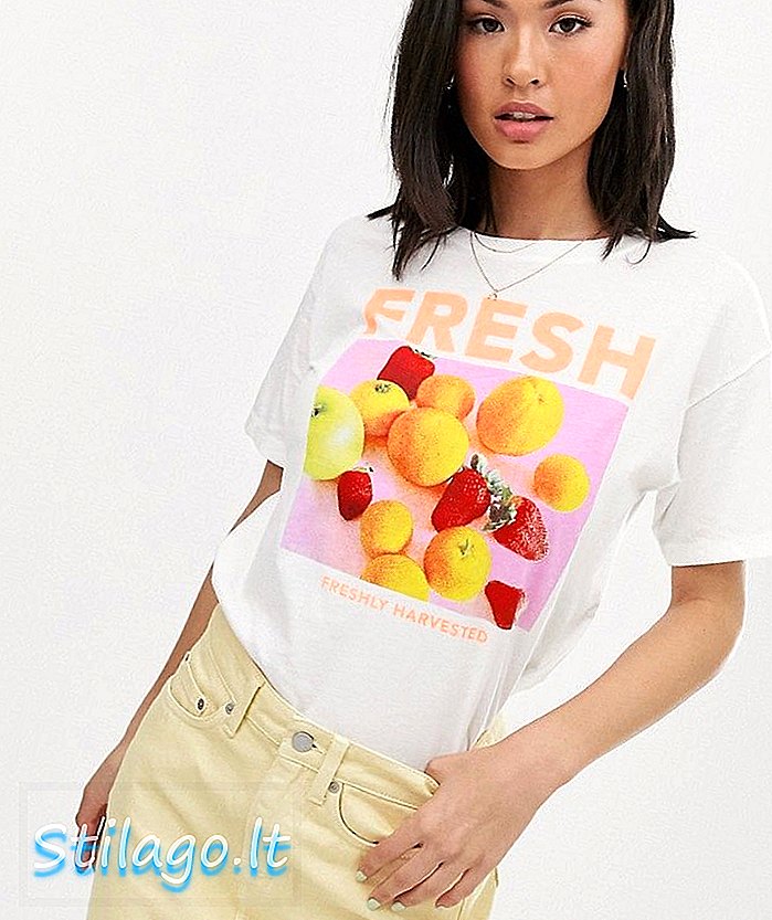 Pull & Bear tee-shirt graphique agrumes frais en blanc