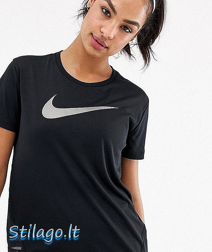 „Nike Running Miler Dri-FIT“ marškinėliai su dideliu juodos spalvos logotipu