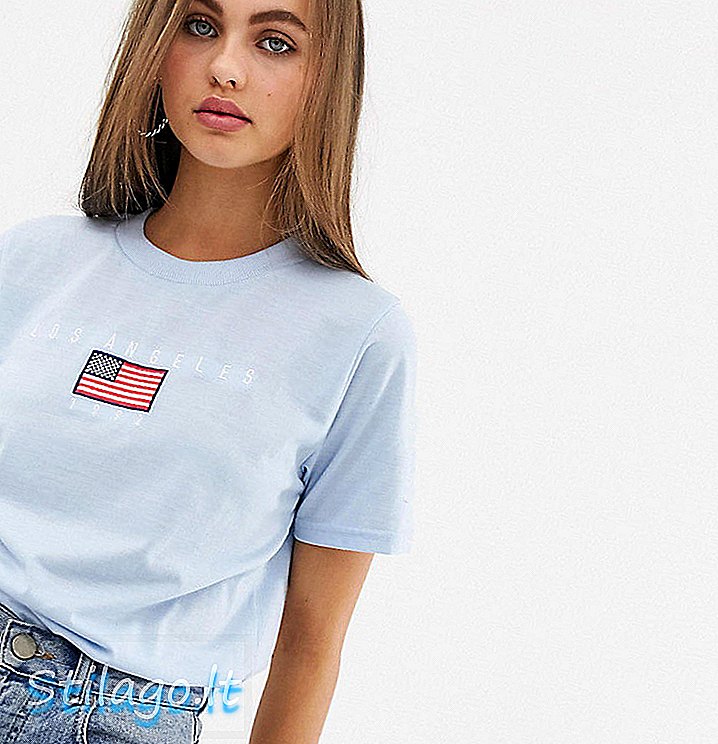 Daisy Street χαλαρή μπλούζα με κέντημα Los Angeles-Μπλε