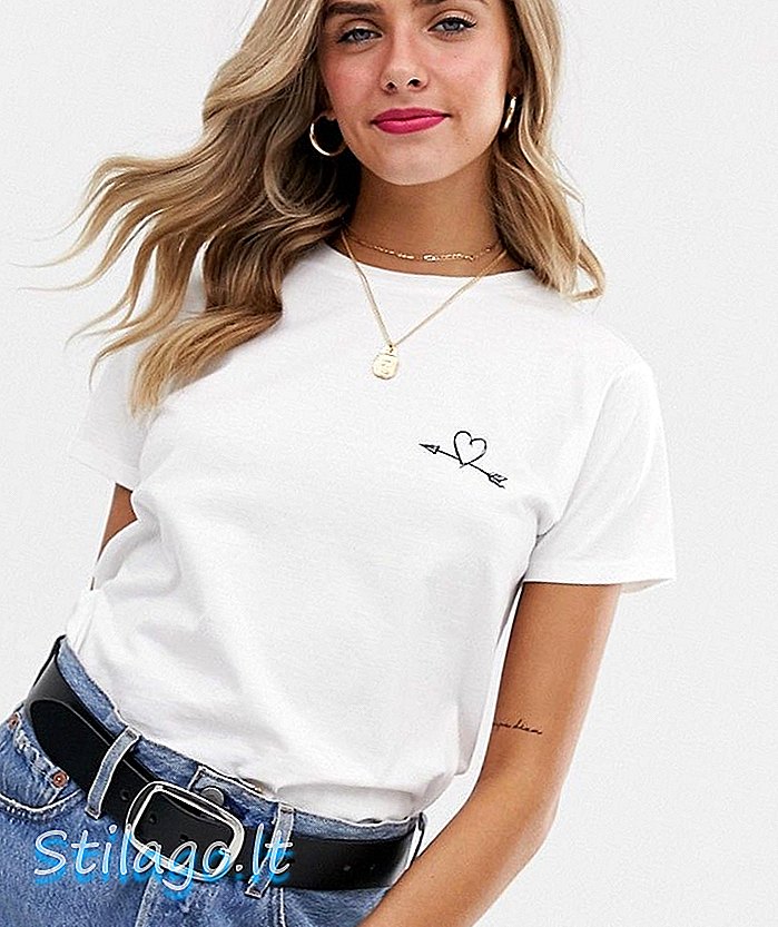 T-shirt ASOS DESIGN com motivo coração seta-Branco