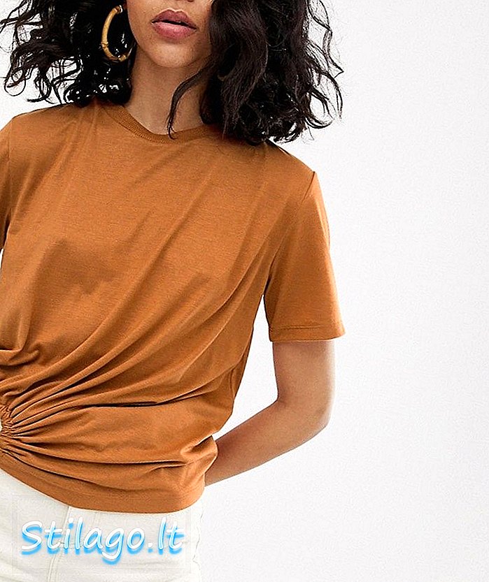 ASOS DESIGN-t-shirt med snörning av rep-sido-brun