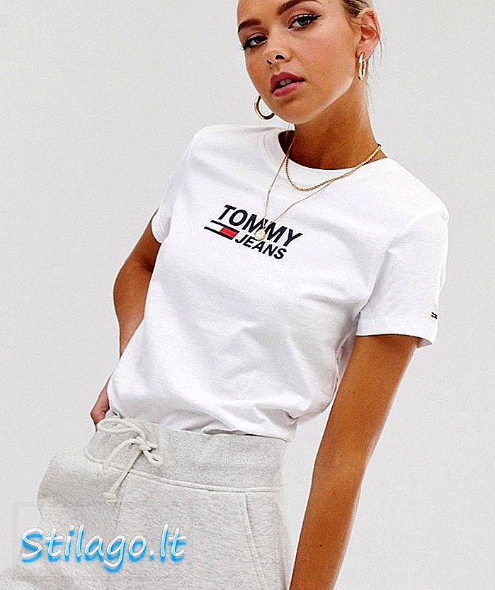 Camiseta con logo corporativo de Tommy Jeans-Blanco