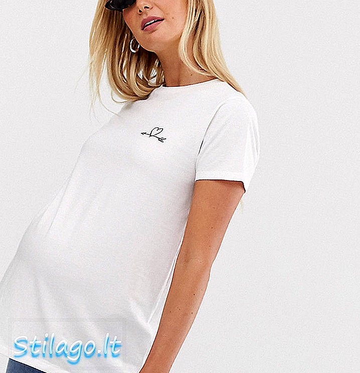 ASOS DESIGN T-skjorte med svangerskap med hjerte-motiv-hvit