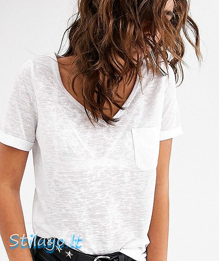 Camiseta con cuello en v de objeto-Blanco