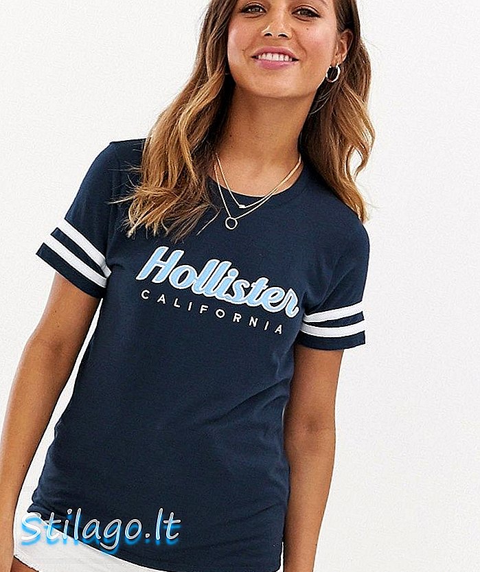 Hollister logo t-shirt-Navy