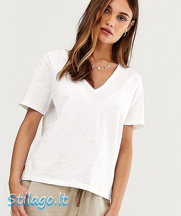 Μπλουζάκι ASOS DESIGN σε slubby φανέλα με λαιμόκοψη σε λευκό χρώμα