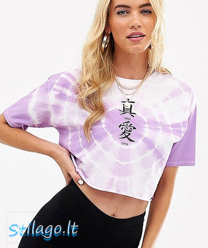 ASOS DESIGN - T-shirt court à motif chinois empilé en tie dye - Blanc