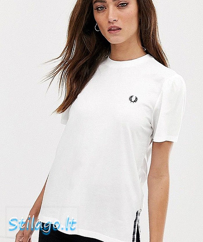 Fred Perry gingham trim t-shirt-Wit