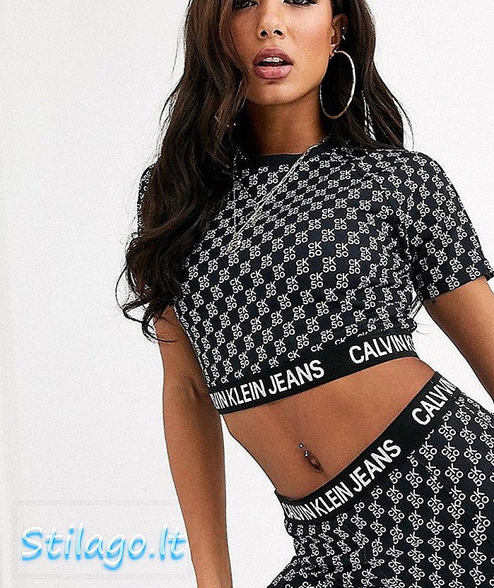 Calvin Klein Jeans 50 yıldönümü monogram logo t-shirt-siyah