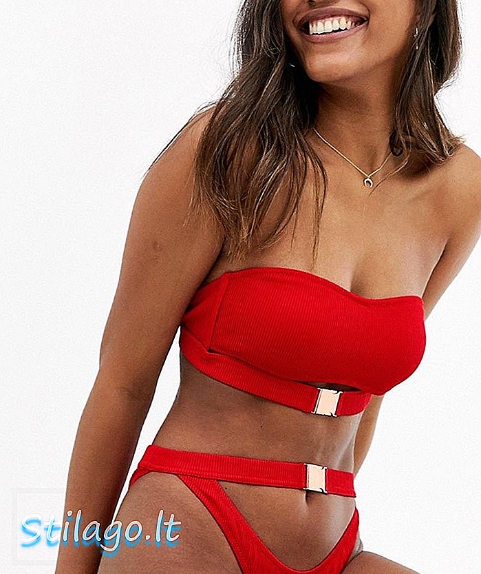 Candypants - Bandeau bikinitop met ribbels in rood