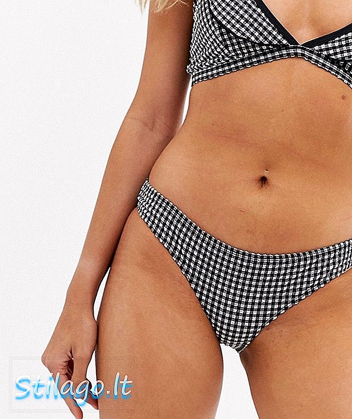 Brave Soul bikinibroekje met lage taille in gingham-zwart