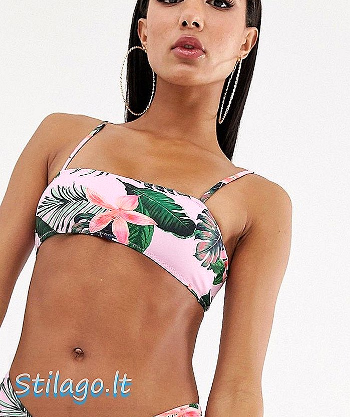 Missguided mix a match top strappy bikini in floral print-Pink
