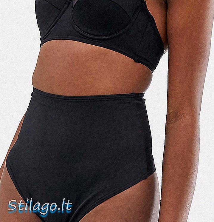 ASOS DESIGN Campur daur ulang tinggi dan serasi bagian bawah bikini pinggang tinggi berwarna hitam