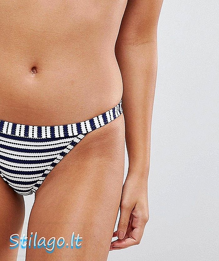 Playful Promising Kết cấu sọc sọc bikini-Navy