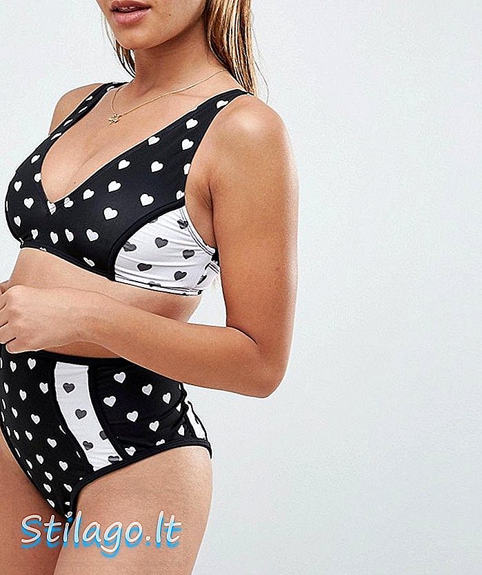 ASOS DESIGN kierrätetty Mini Heart Print V etuosa bikinit top-Multi