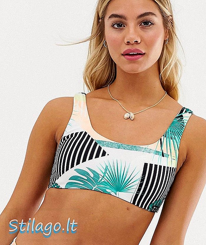 Roxy Pop Surf afgrøde bikini top i tropisk-Multi