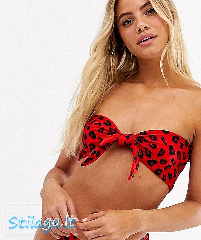 Brave Soul bandeau leopard bikinit top-punainen