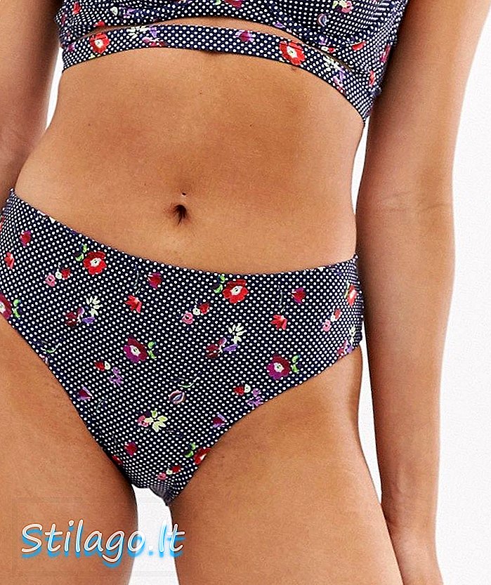 Playful Promises fons de bikini de cintura alta en floral marí