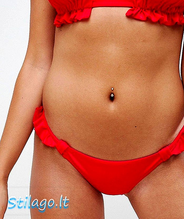 ASOS DESIGN tab memperincikan bahagian bawah bikini brazil dengan warna merah
