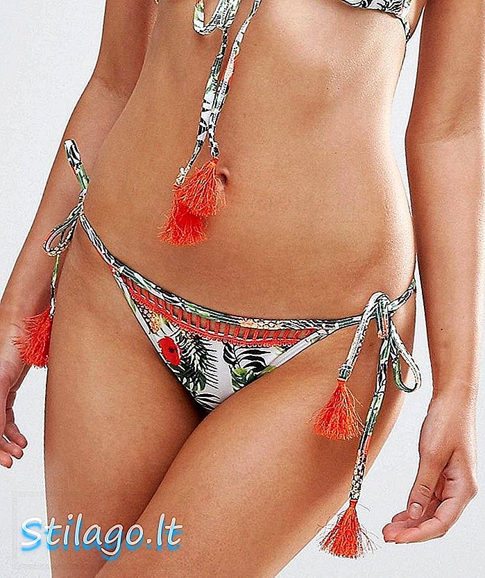 Razigrana obećava dno bikinija s printom ananasa s kravatama u obliku detalja-multi