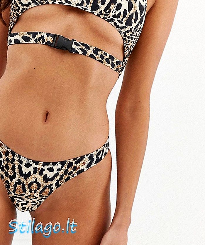 Измамени дънки за бикини с високи крака в леопардов принт-Multi