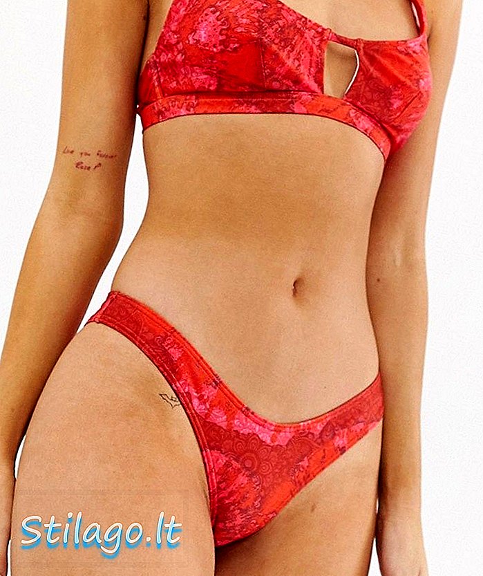 Luxe Palmiye kravat boyası arsız kesim bikini dipleri-Kırmızı