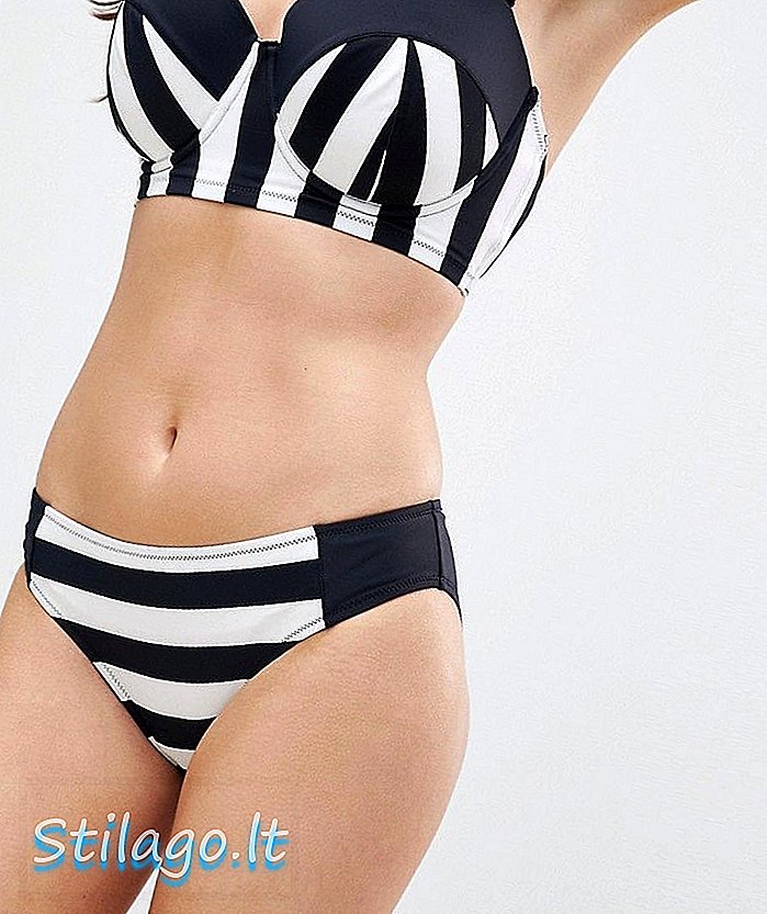 Pour Moi Stripe Bikini alsó-fekete színű