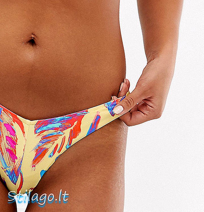 Sole East av Onia Exclusive Carmen bikini botten med hög ben i gult palmtryck-Multi