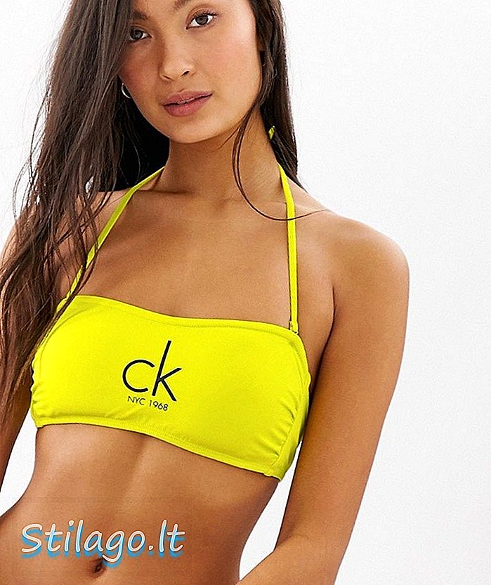 Calvin Klein top de bikini bandeau con lazo y espalda descubierta-Amarillo