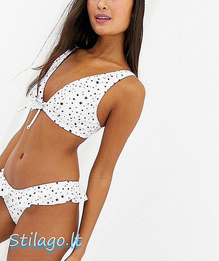 Playful Promises star print bikini bottoms-White
