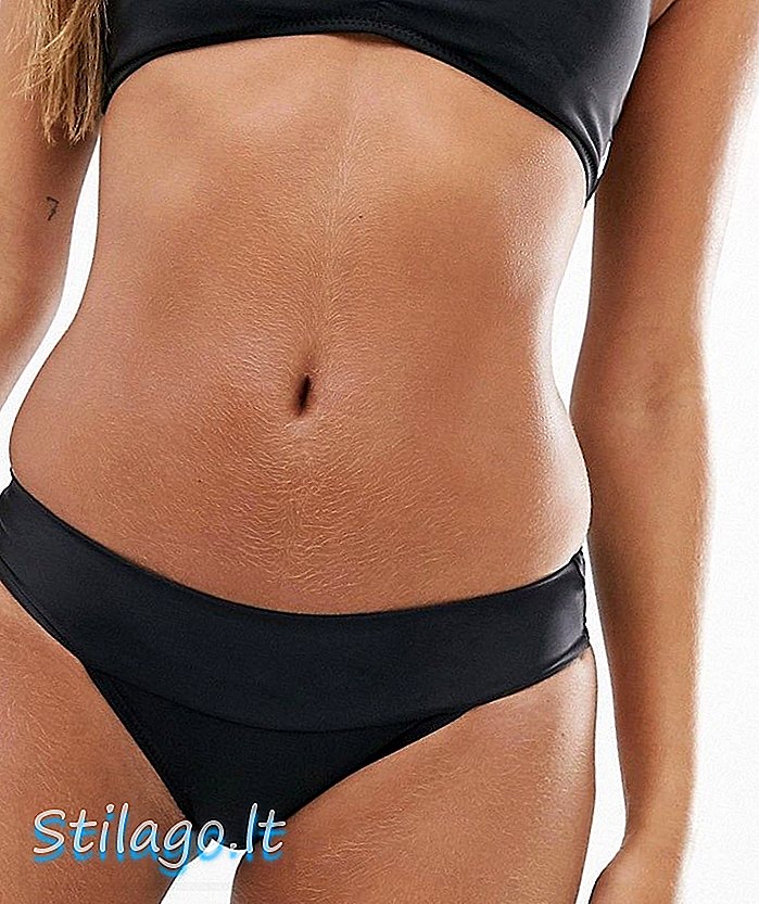 Bahagian bawah bikini Volcom Simply Solid pinggang tinggi berwarna hitam