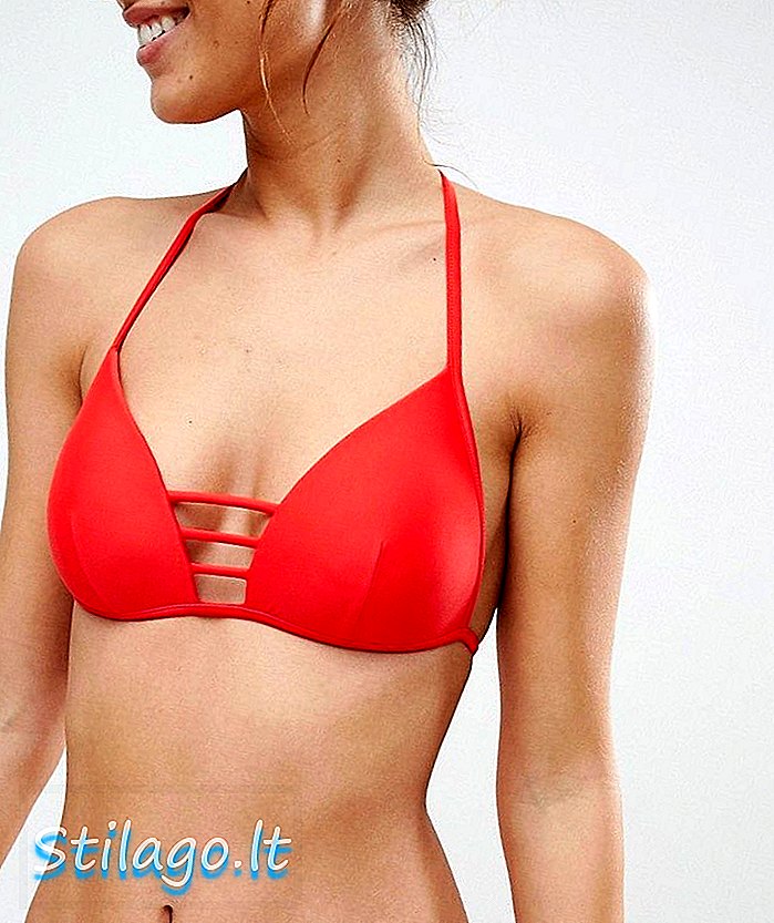 South Beach - Ensemble de bikini à détail triangle moulé rouge avec barre